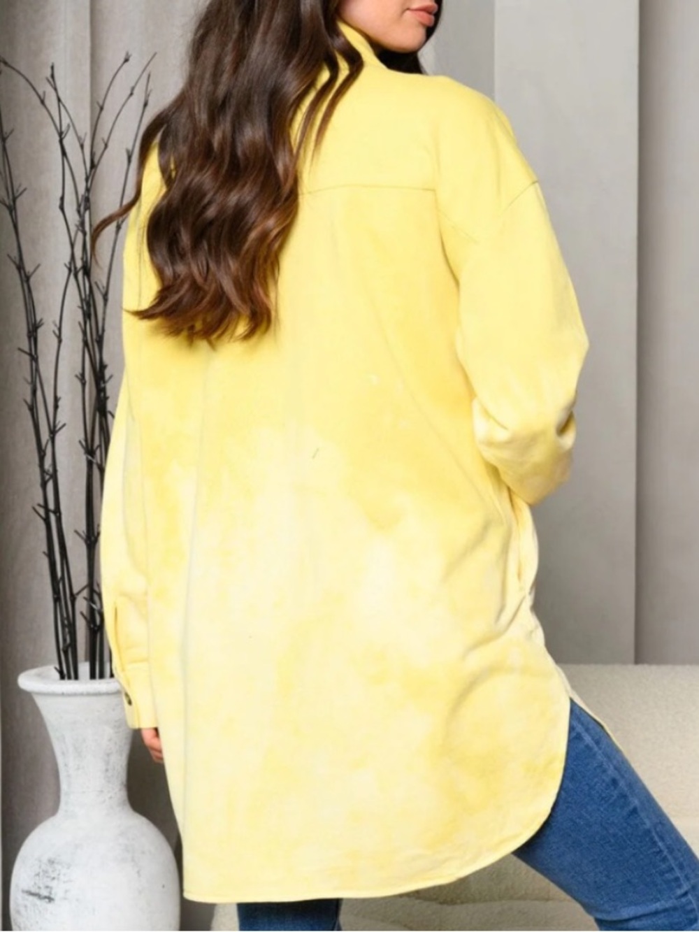 A Girl Thing Yellow Long Utility Shirt Jacket - Picture 2 of 4